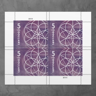 022 $5 Floral Geometry  Forever First Class Postage Stamp