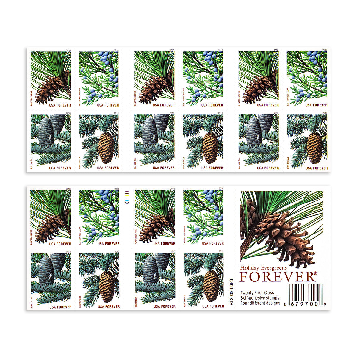 2010 Holiday Evergreens Forever First Class Postage Stamps