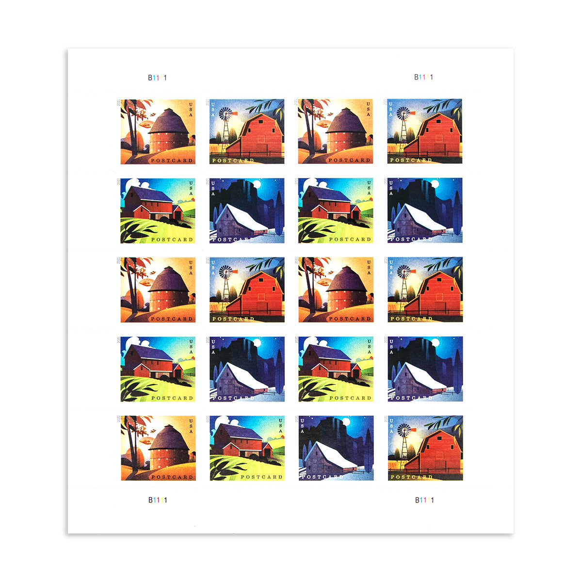 2021 Barns Postcard Forever First Class Postage Stamps(For Postcard Only)