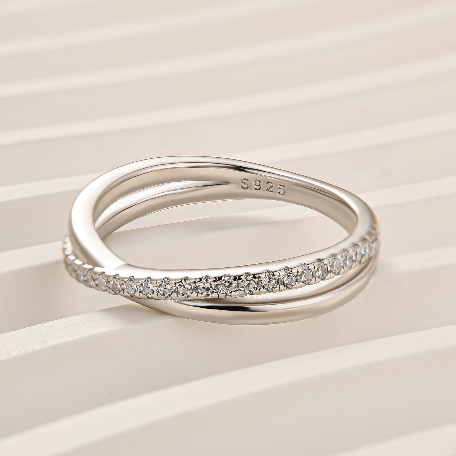 S925 Unique X Criss Cross Wedding Band For Women In Sterling
