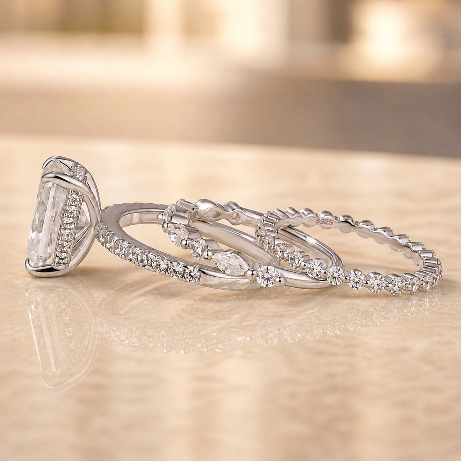 Maxine Noble Radiant Cut 3PC Wedding Ring Set-Maxinejewelry