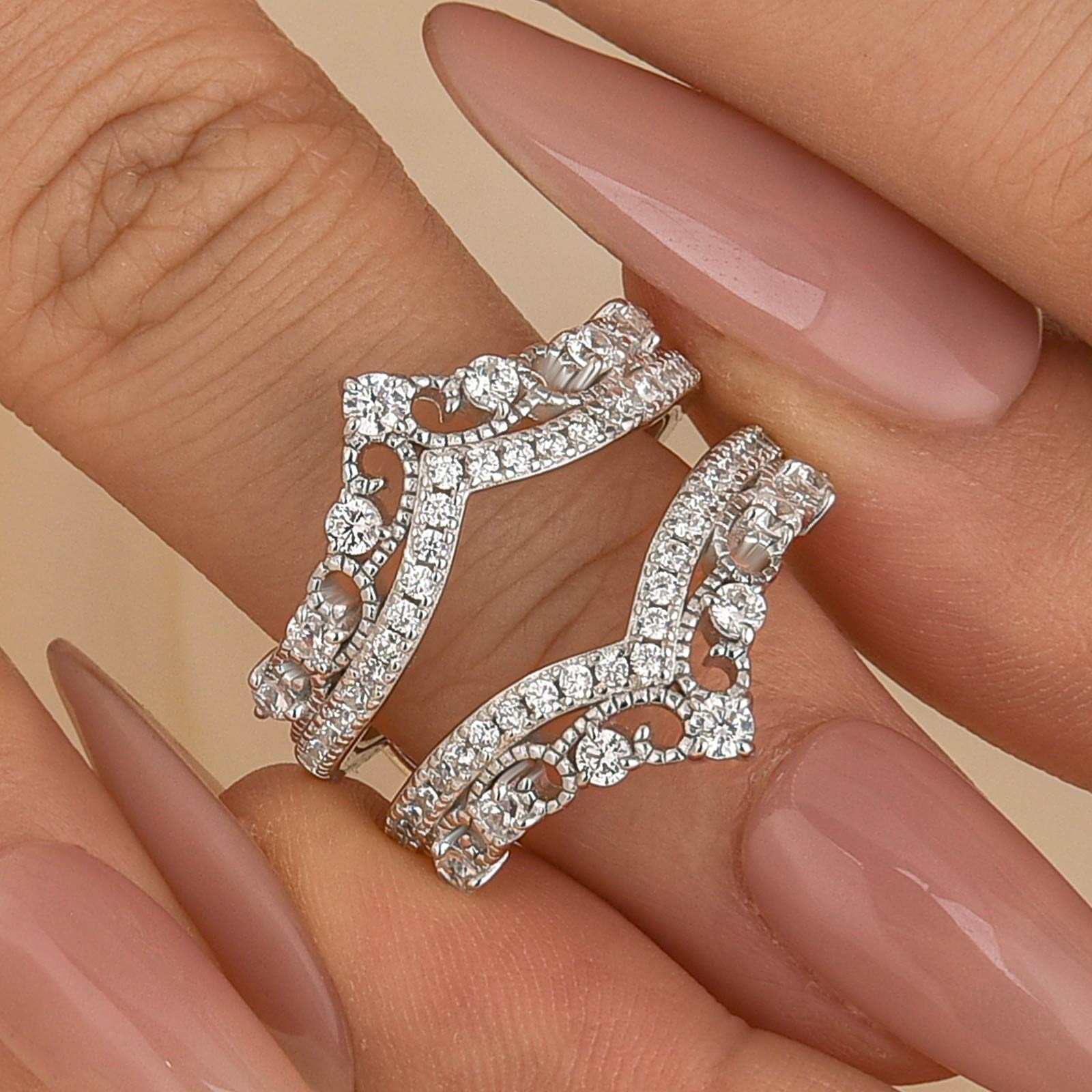 Crown Wedding Band 0.8Ct Enhancer by Maxinejewelry – Maxine Jewelry