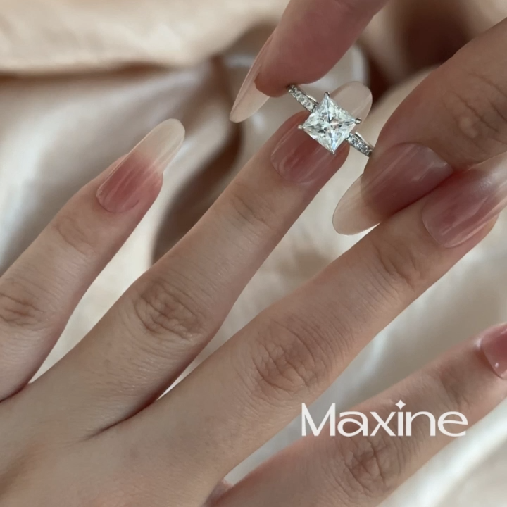 S925 Maxine Moissanite 2.0~3.0 Carat Square Princess Cut