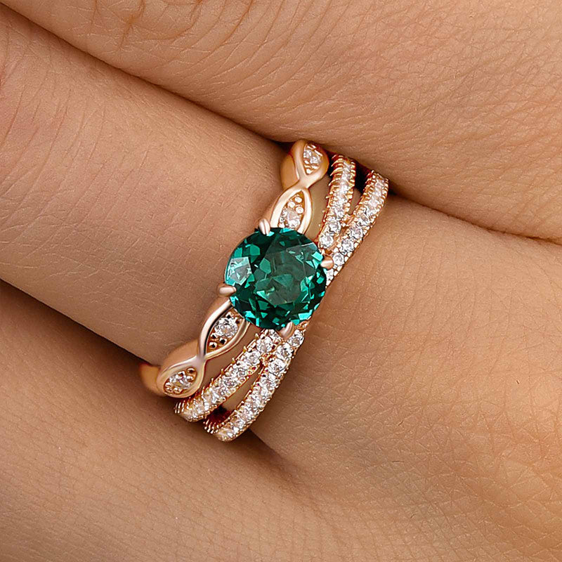 Emerald set in hot sale rose gold