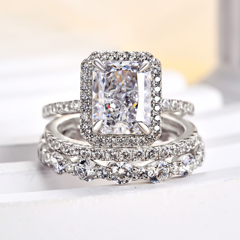 Halo Asscher Cut Diamond Engagement Ring Wired (0.19 ct. tw.) MR3716QR