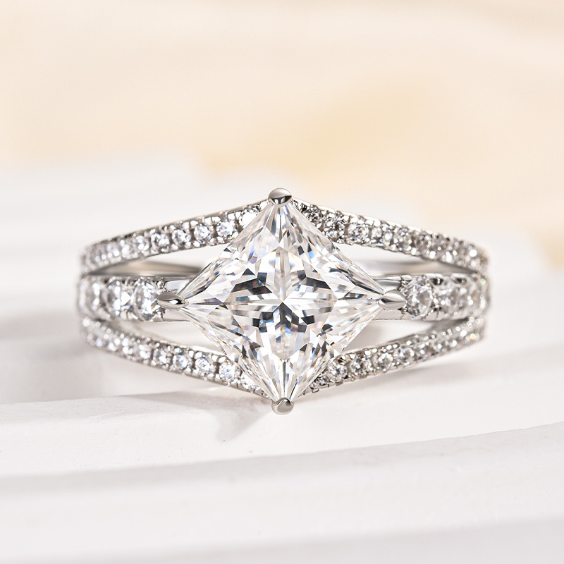 S925 Maxine Moissanite Special 2.0 Carat Square Princess Cut
