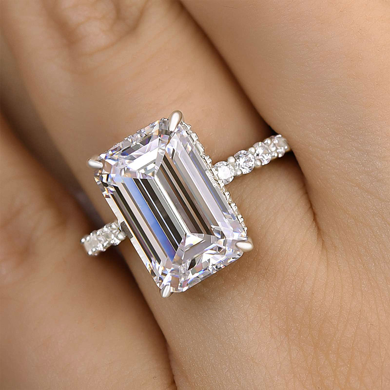 3 Carat Emerald Cut Solitaire Engagement Ring, Emerald Cut Engagement Ring, Emerald  Cut Ring, 3Ct Solid