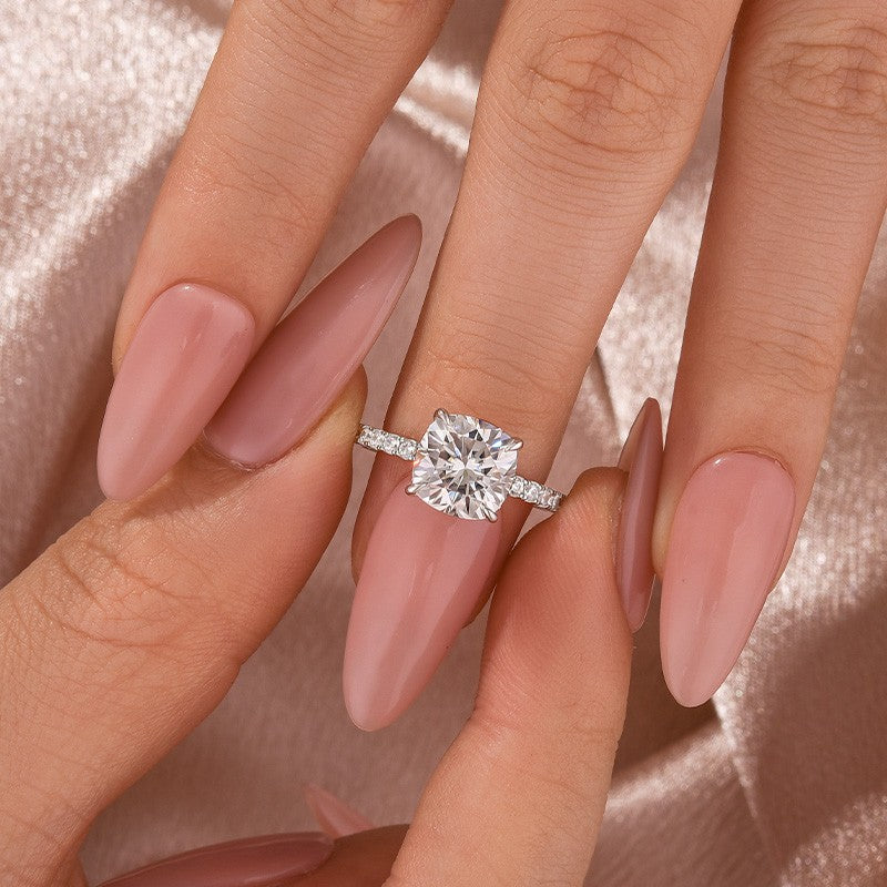 Moissanite 2.5 Ct Square Cushion Cut White Gold Promise Bridal