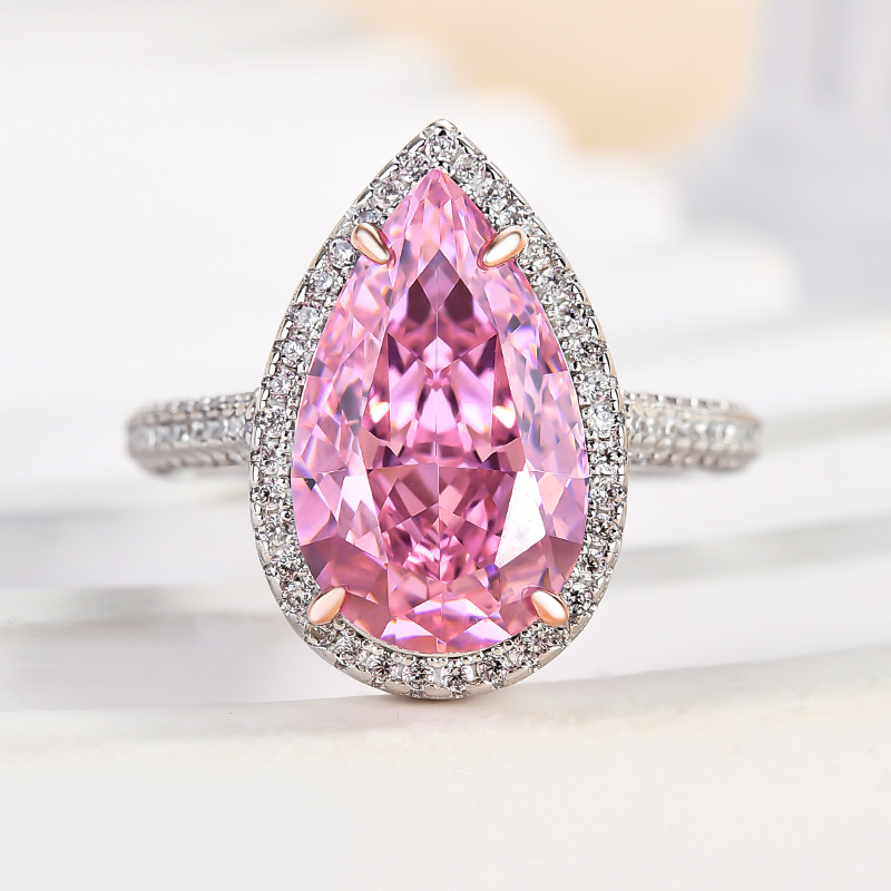 Honorable Halo Pear Cut Pink Sapphire Engagement Ring