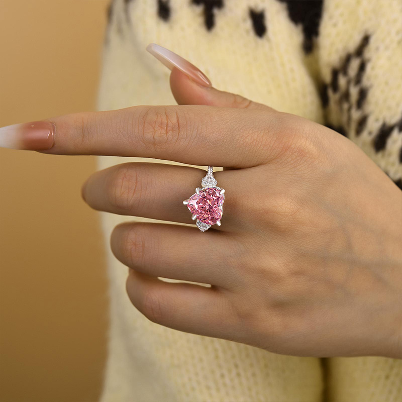 Silver Pink Diamond Loving Heart Ring – Jalykuen