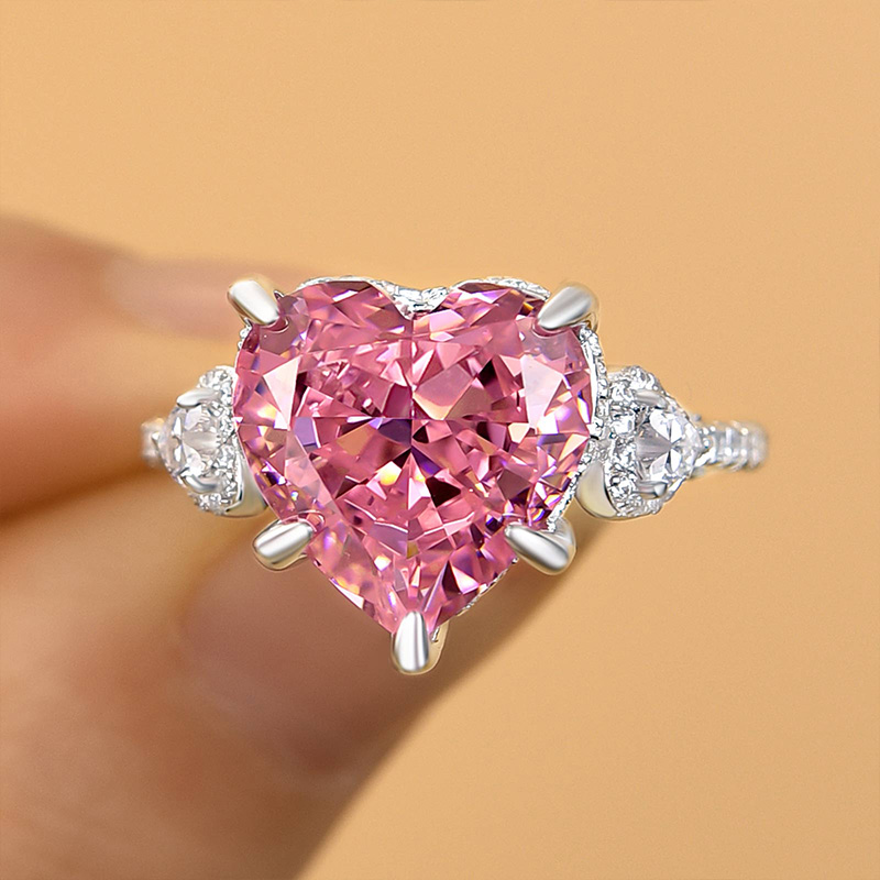 Pink Sapphire Three Stone Ring With Cushion Cut And Trillion Sides -  GOODSTONE