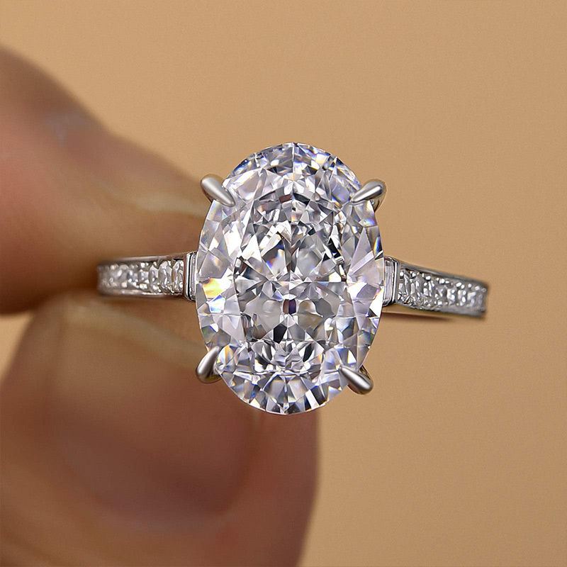 Sparkle Oval Cut Sona Simulated Diamond Engagement Ring In Sterling Si