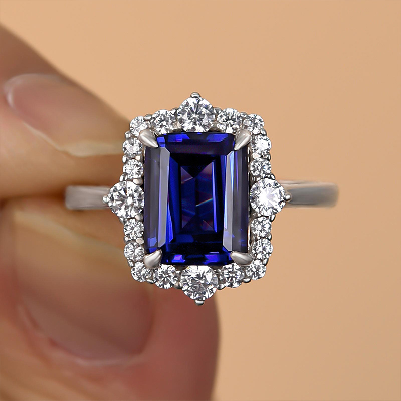 Yellow Sapphire Asscher Cut Three Stone Engagement Ring from Black Diamonds  New York