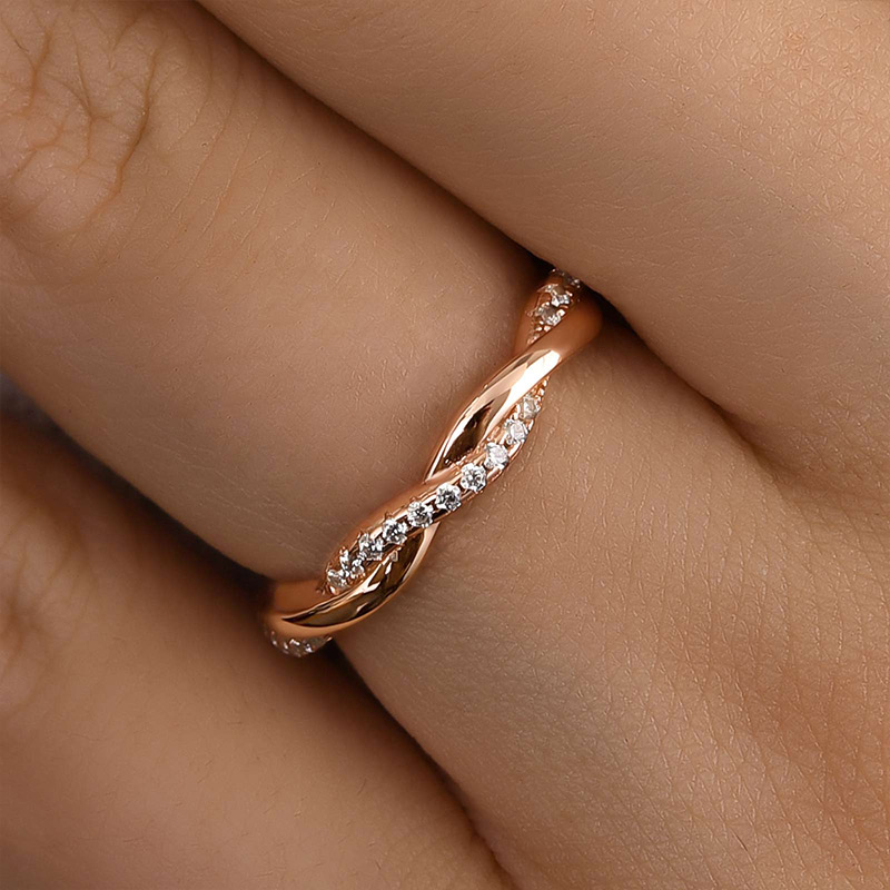 Twist Infinity Wedding Band for Women Sterling Silver