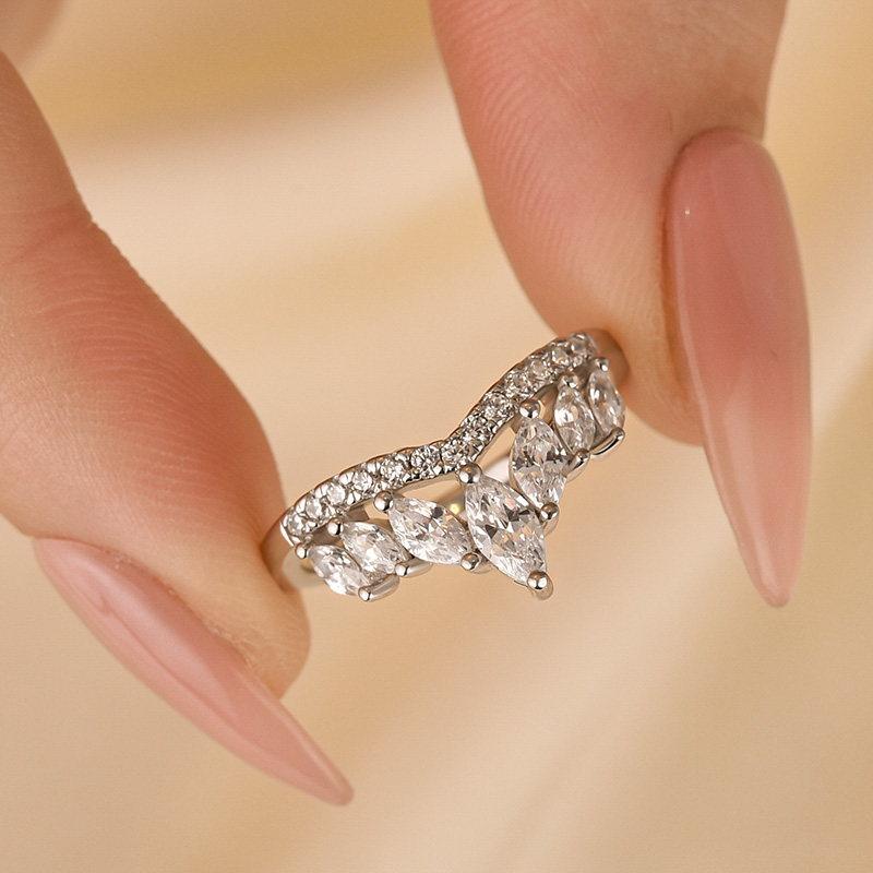 Maxinejewelry Crown Shaped Curved Wedding Band - Sterling Silver
