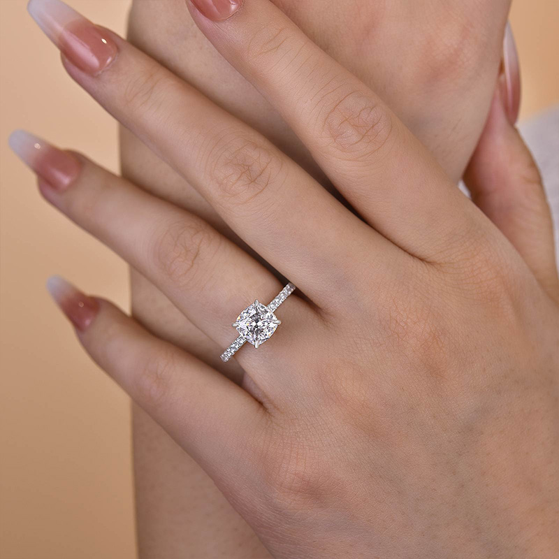 1.5 Carat Cushion Cut White Sapphire Women s Engagement Ring Maxinejewelry