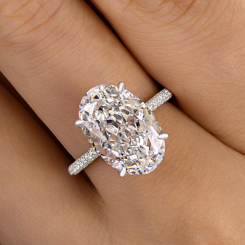 Excellent Crushed Ice Oval Sona Simulated Diamond Engagement Ring In  Sterling Silver