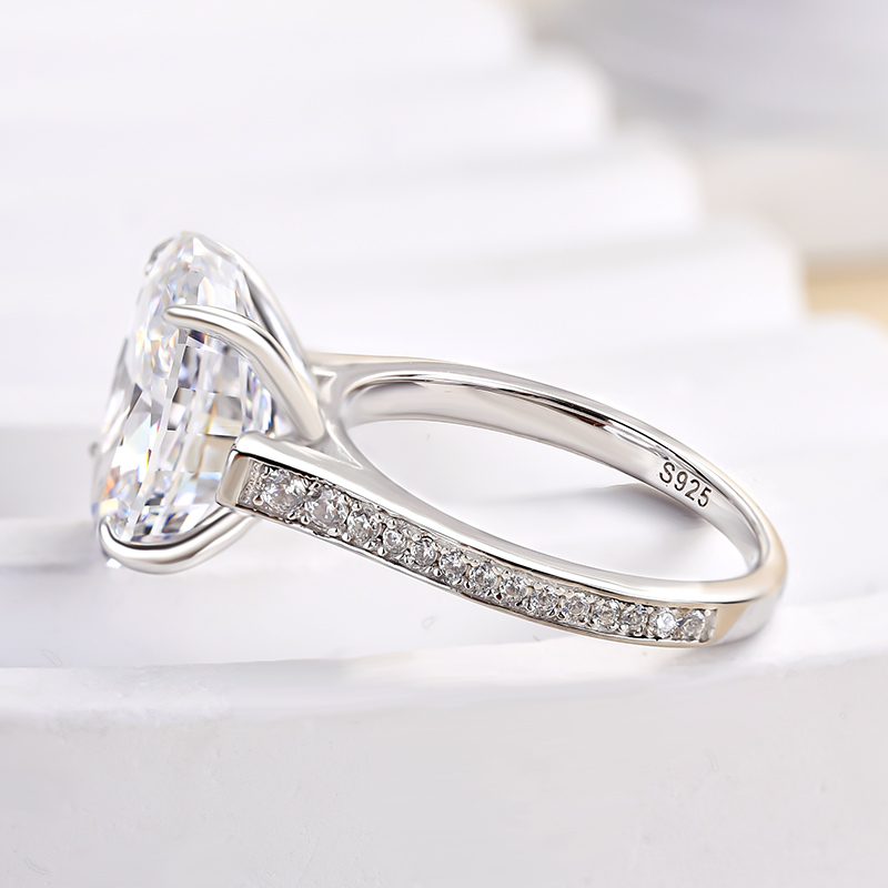 Sparkle Oval Cut Sona Simulated Diamond Engagement Ring In Sterling Si
