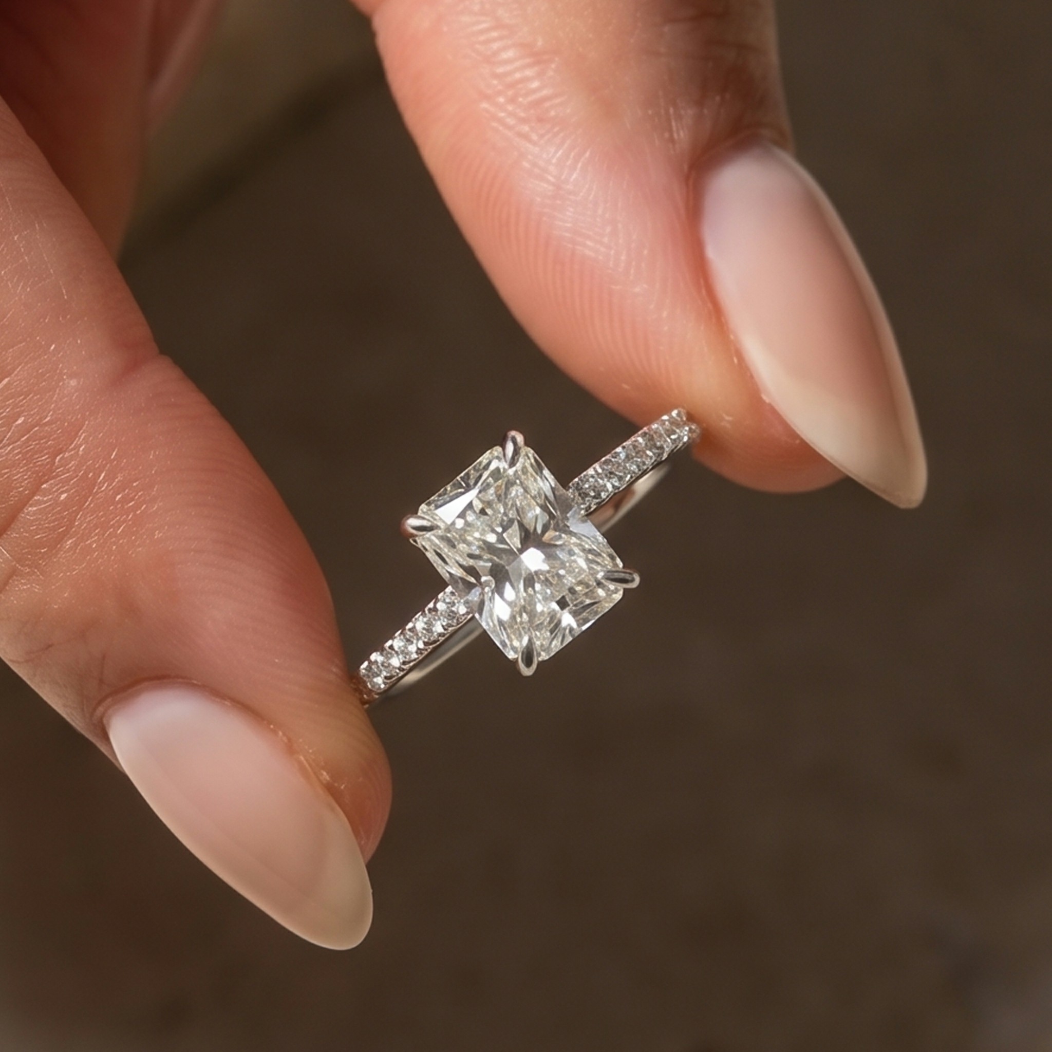 Maxinejewelry | Radiant Cut Engagement Ring in Sterling Silver