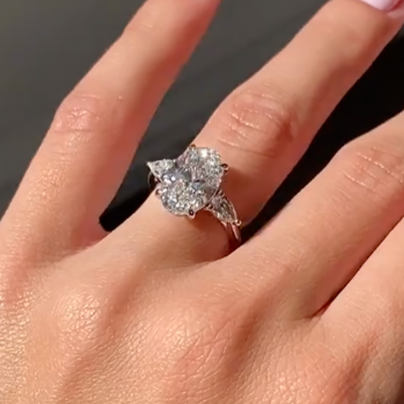 S925 Noble 4.0Ct Oval Cut Three Stone Engagement Ring in Sterling