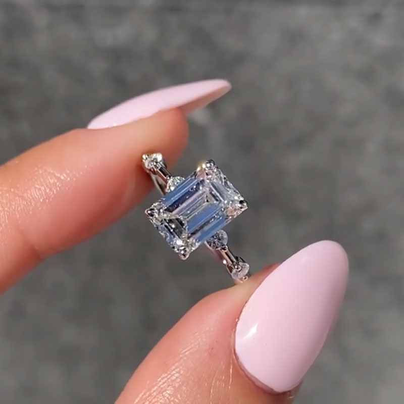 emerald cut dress ring Emerald Cut Cathedral Ring