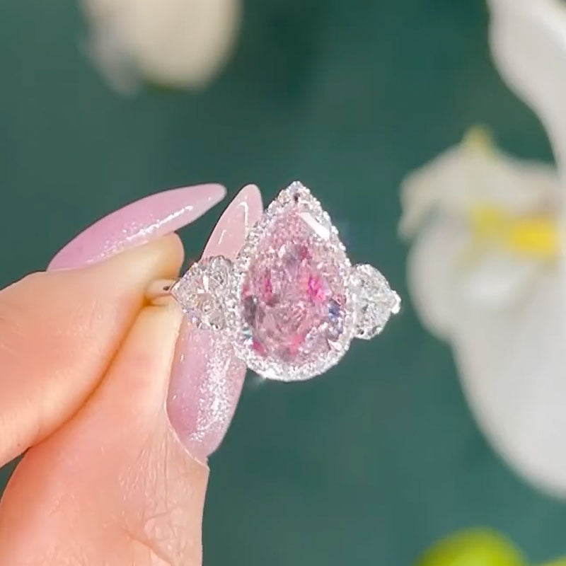 モアサナイト　指輪　3ct　ロシアンカット　百花　ピンク　フリーサイズ モアサナイト 指輪 3ct フリーサイズ ロシアンカット ピンク 【公式通販】