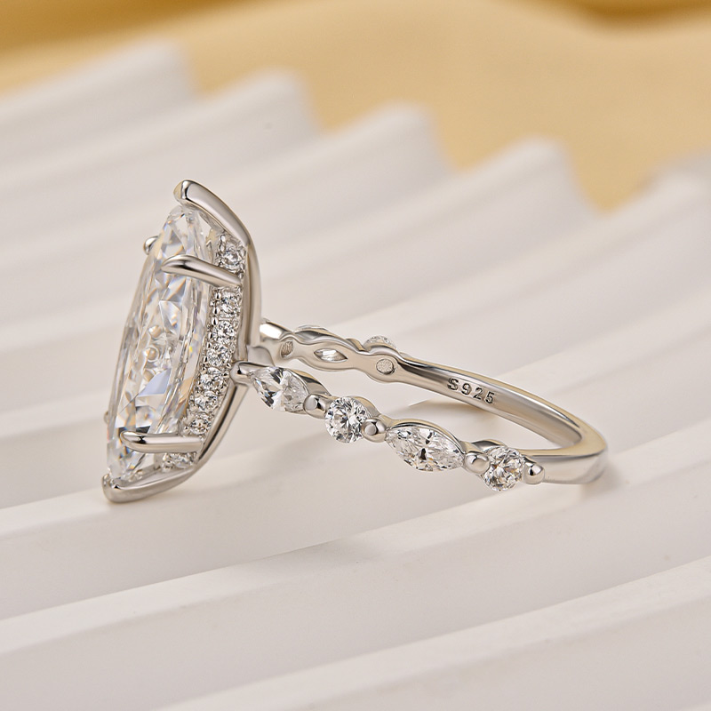 Bague Ancienne En Argent Sterling - Forme Marquise Treillage Avec Quartz Rose Et Marcassites