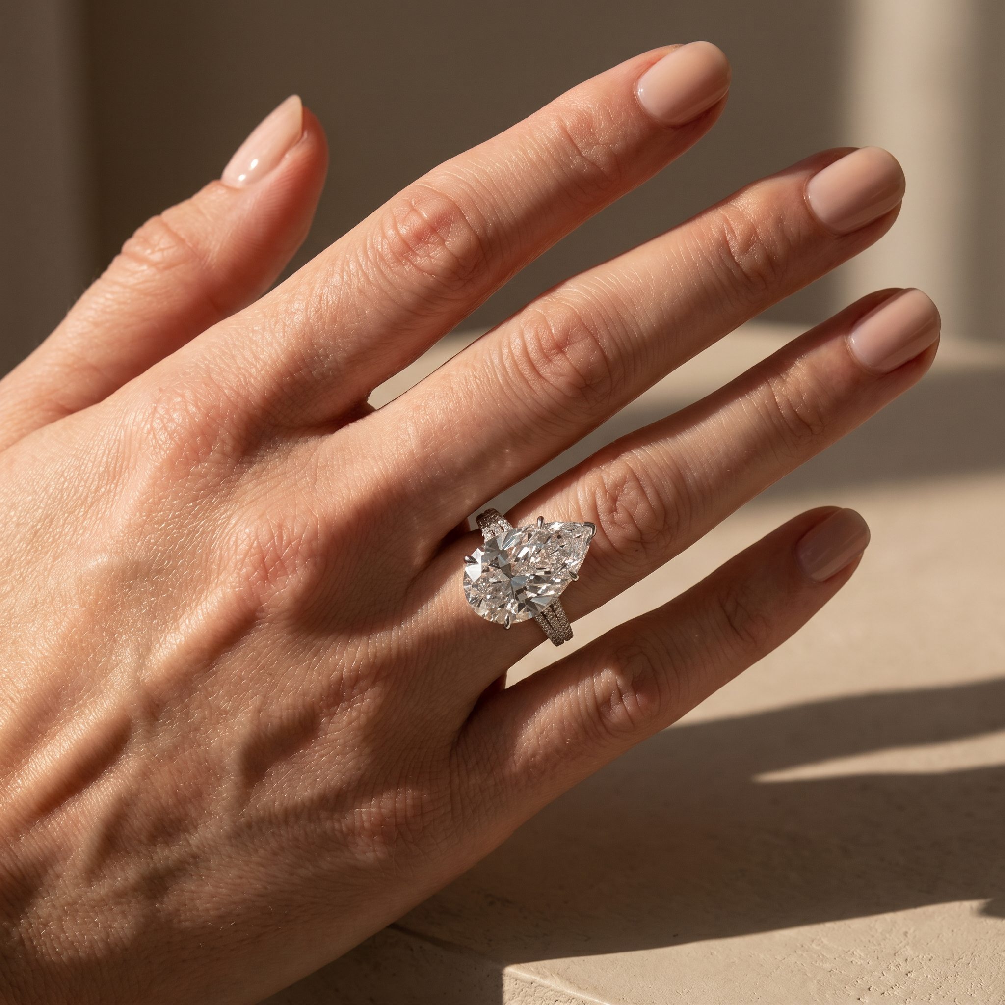 S925 8.0Ct Pear Cut Split Shank Engagement Ring For Woman – Maxine