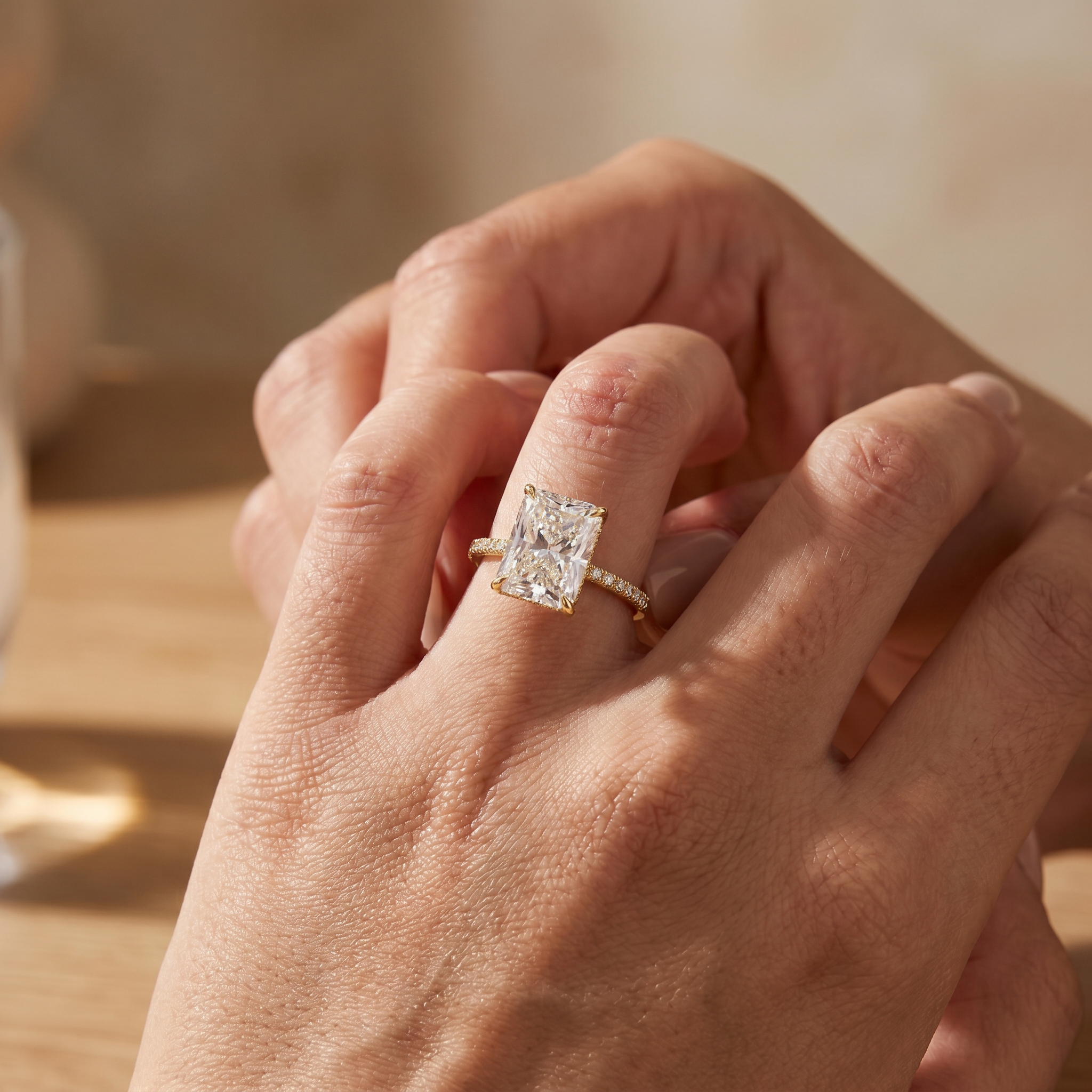 Classic Big Radiant Cut Simulated Diamond Engagement Ring for 
