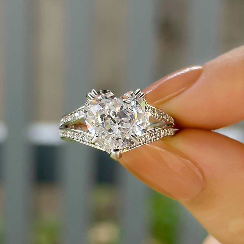 Exquisite Carat Heart Cut Engagement Ring In Sterling Silver