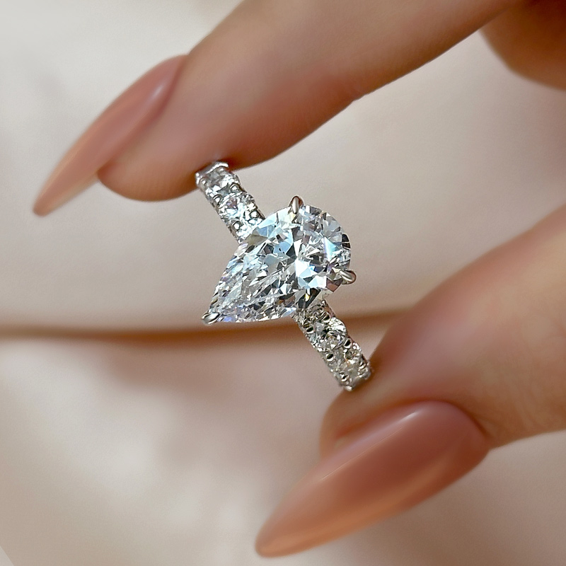 S925 Maxine Luxurious 3Ct Pear Cut Engagement Ring In Sterling