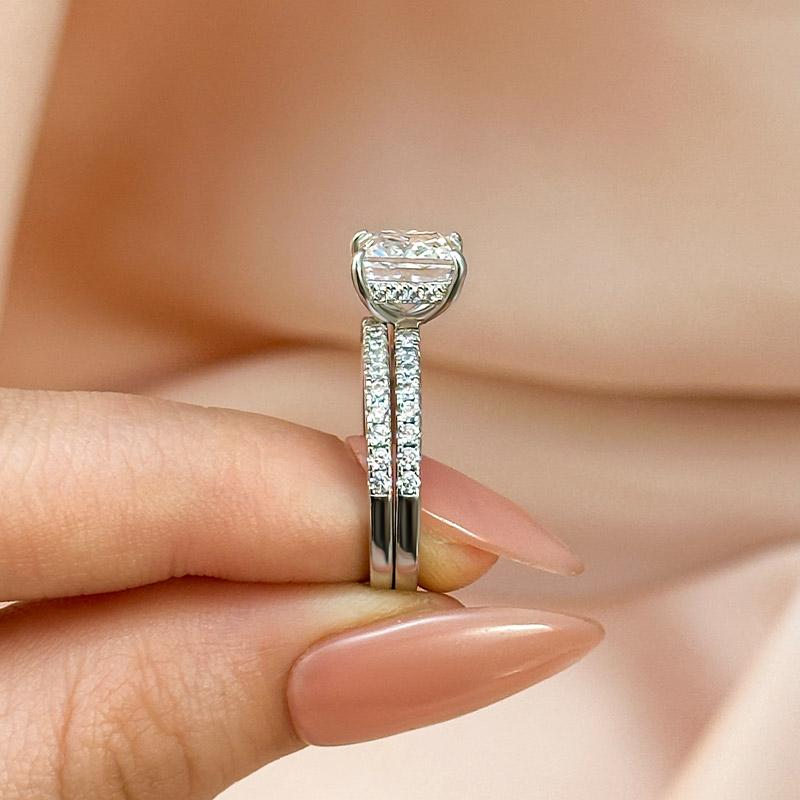 princess cut dress rings Princess cut Twisted Cathedral Halo Engagement Ring
