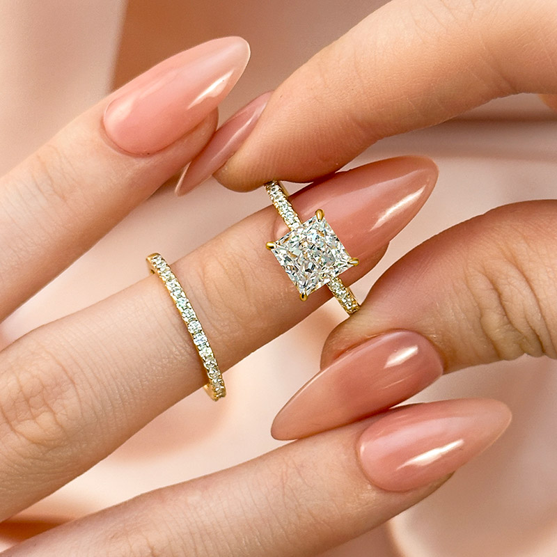 Elegant Princess Cut Wedding Ring Set For Women In Sterling Silver