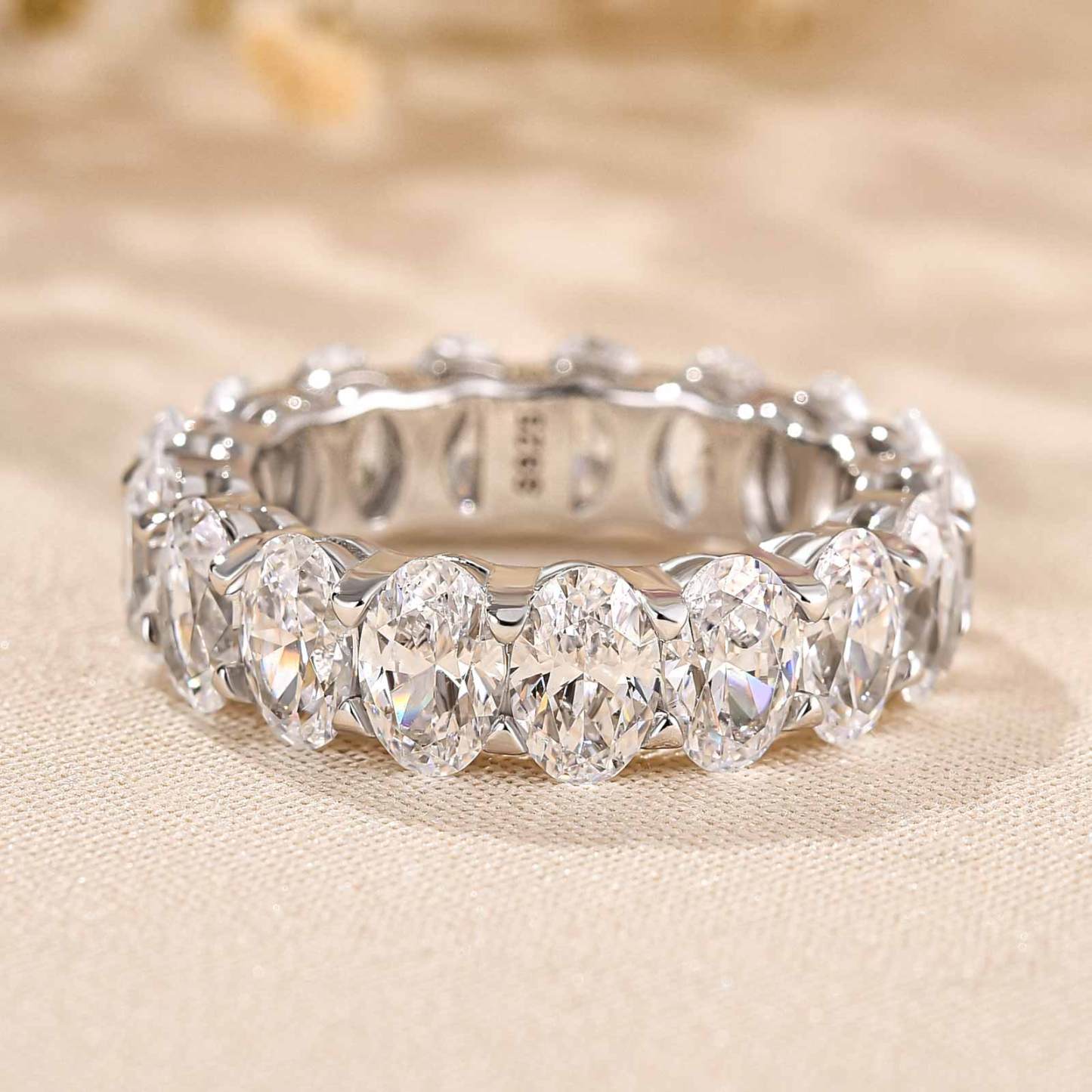 Eternity Oval Cut Simulated Diamonds Wedding Band-Maxinejewelry
