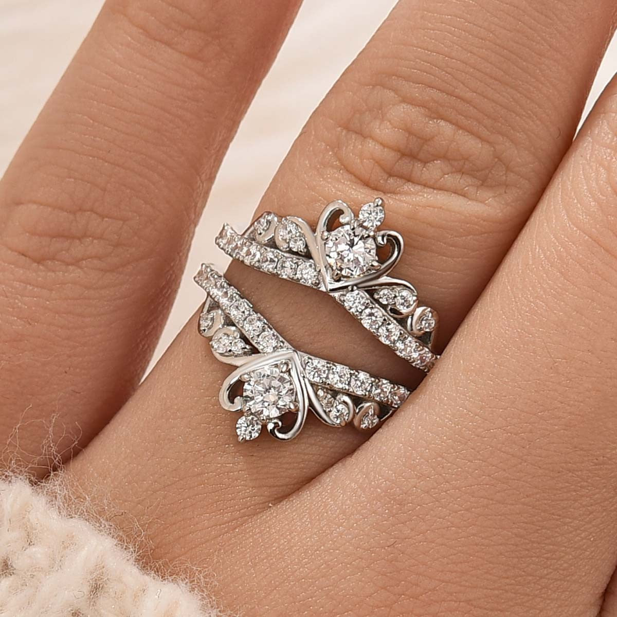 Crown Shaped Insert Wedding Band Engagament Ring Enhancer In