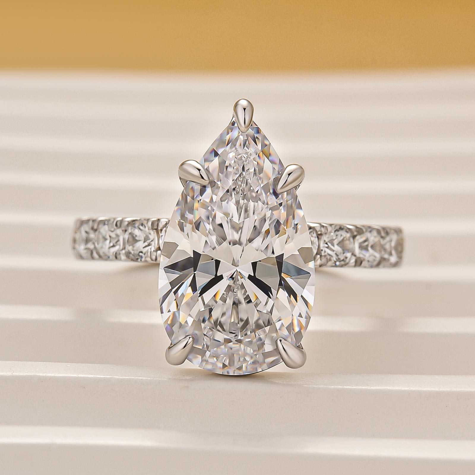 Elegant 5.0Ct Pear Cut Engagement Ring For Women In Sterling 