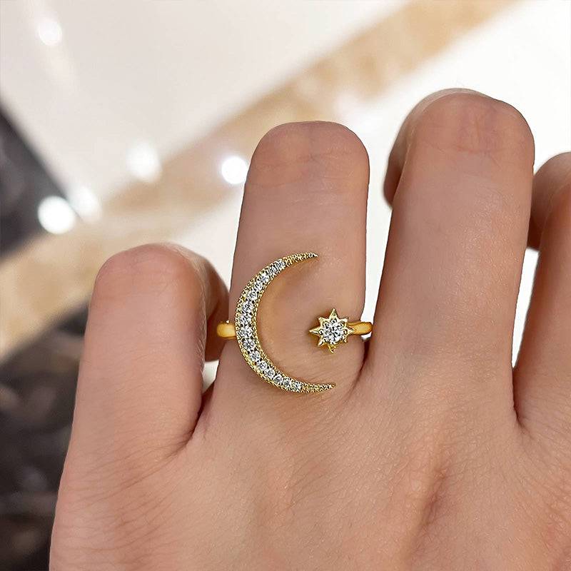 Crescent Moon & Star Ring - HC Jewellers - Sterling Silver