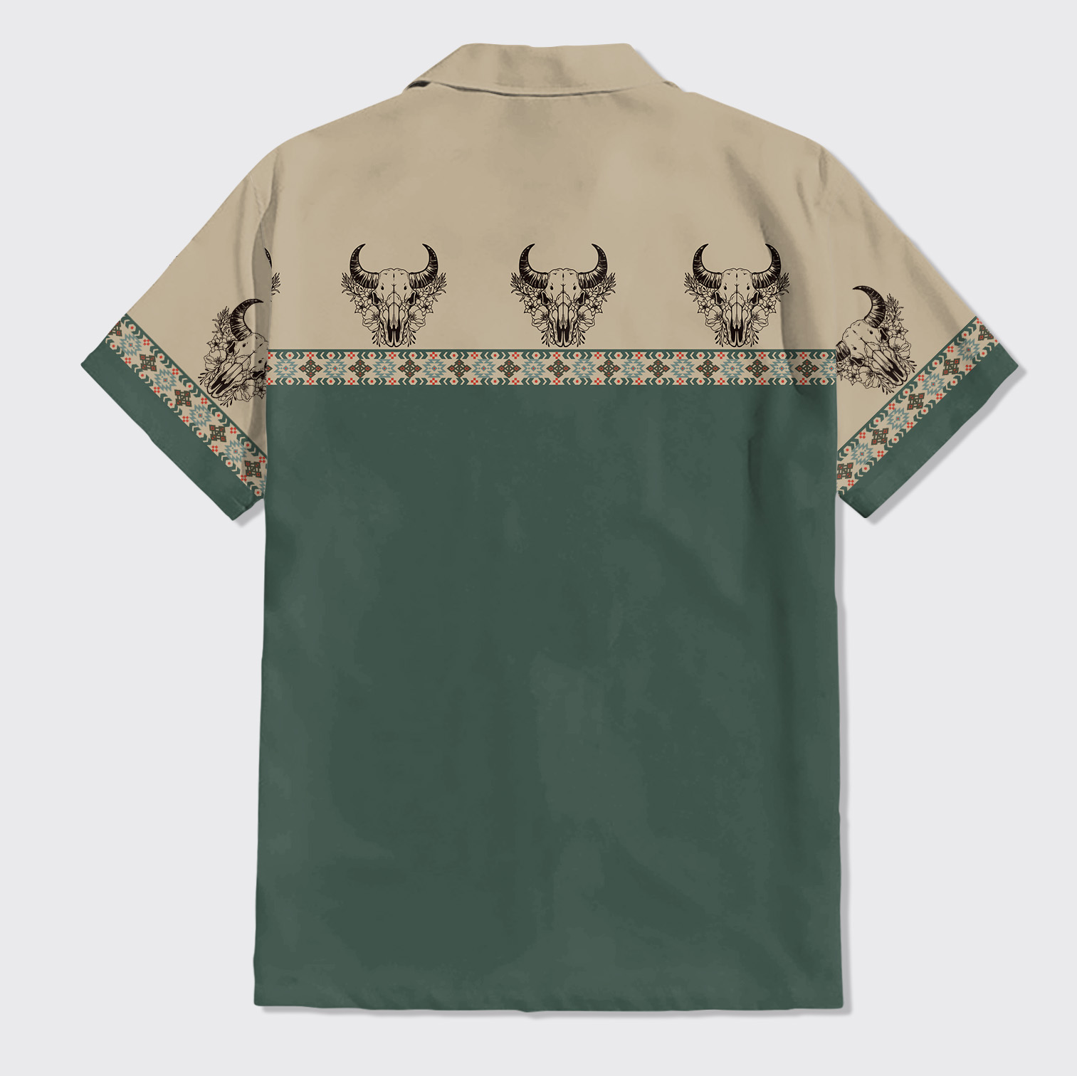 Bull Skull Pattern Button Up Shirts