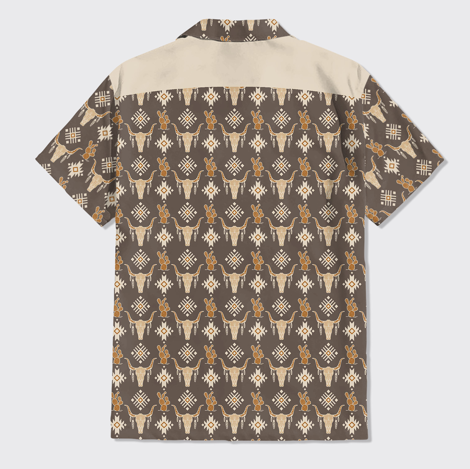 Cow Skull Feather Cactus Button Up Shirts