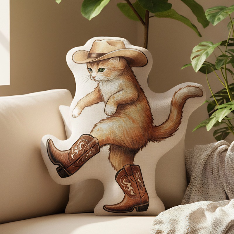 Cowboy Cat Throw Pillow