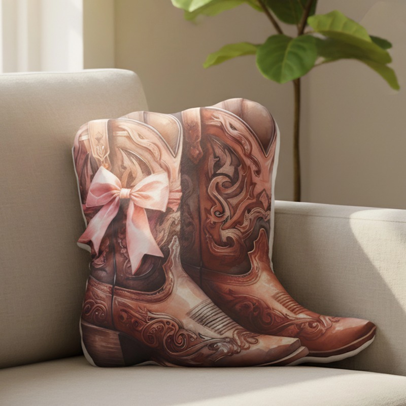 Cowboy Boot Shaped Throw Pillow