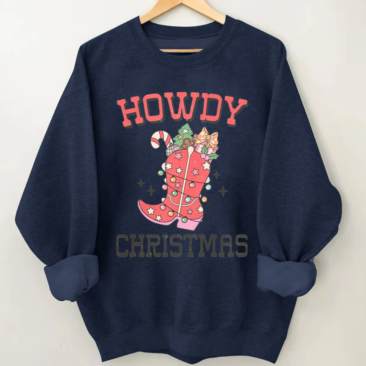 Christmas cowboy boots filled with gifts Sweatshirt
