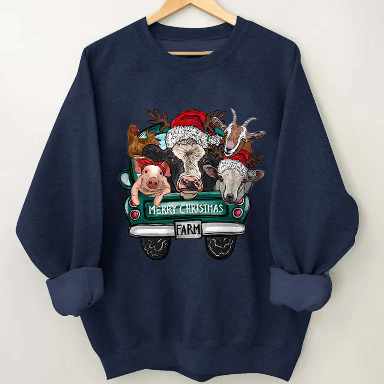 Attend a Christmas party with three farm pets Sweatshirt