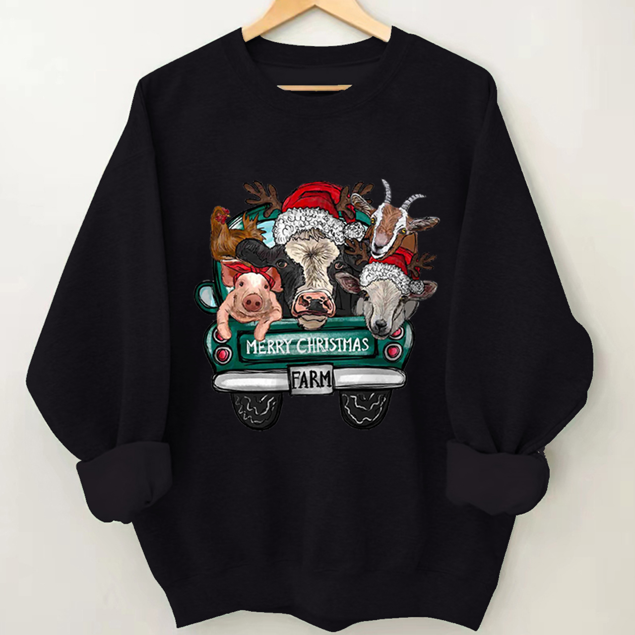 Attend a Christmas party with three farm pets Sweatshirt