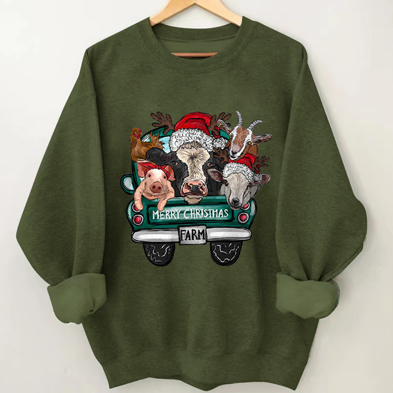 Attend a Christmas party with three farm pets Sweatshirt