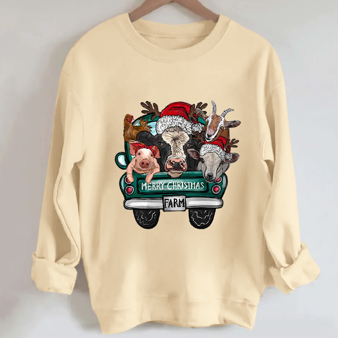 Attend a Christmas party with three farm pets Sweatshirt