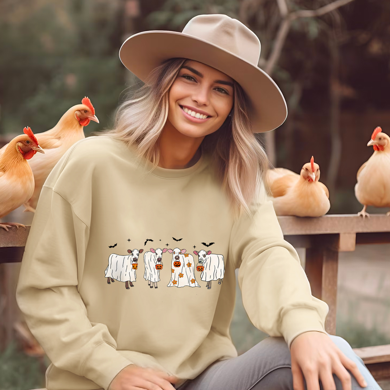 Cow who goes to a midnight Halloween party Sweatshirt