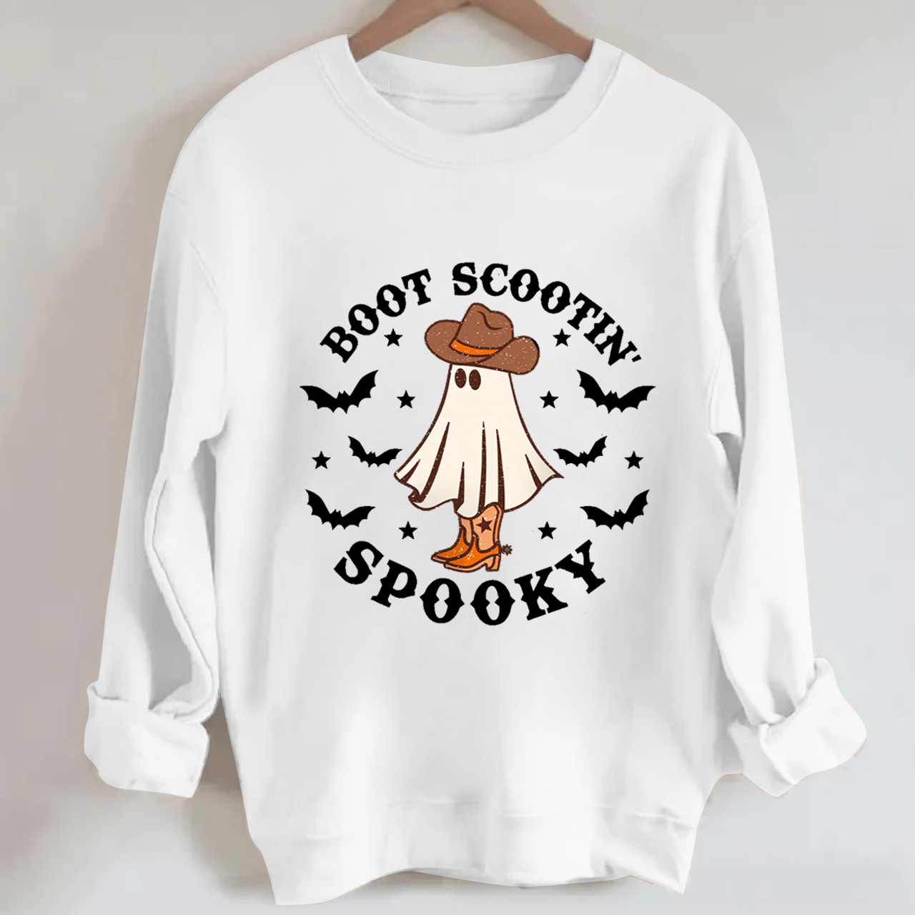 Boot Cowboy Ghost Battle On Halloween Sweatshirt