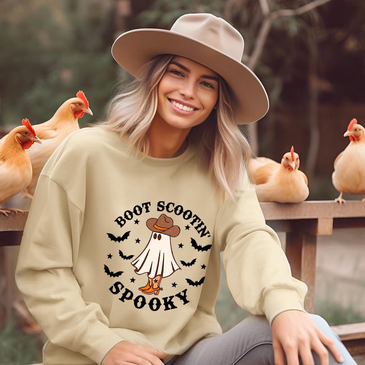 Boot Cowboy Ghost Battle On Halloween Sweatshirt