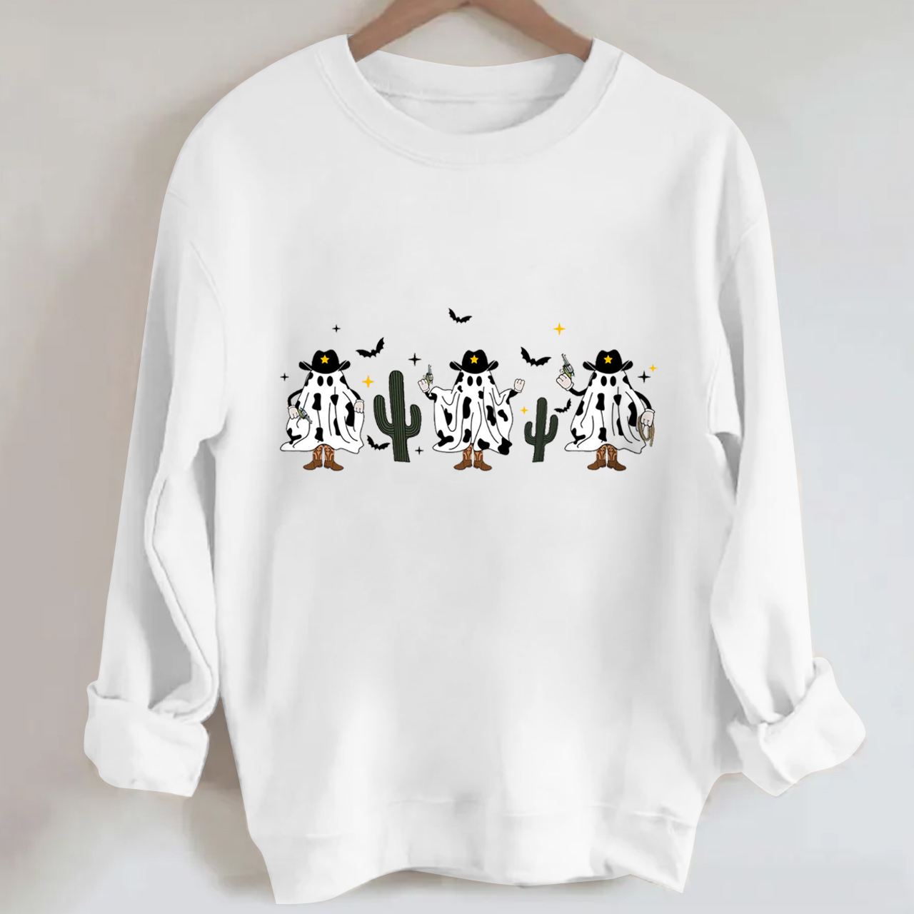 Western Ghost Cowboy Desert Shooting On Halloween Sweatshirt